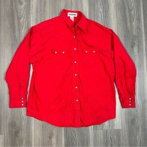 Clementine Red Cotton Western Button Down Long Sleeve Shirt‎ Size M